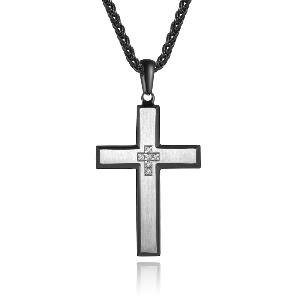 Stainless Steel Pendant, Diamond Accent Cross, Chinese Export Jewelry, Durable Elegance, Faith Symbol, Fashion Accessory, Stainless Steel Jewelry