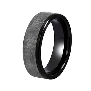 A gray ring with a glossy black inner band.