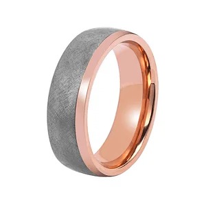 Two-toned wedding ring with rose gold edges and gray center