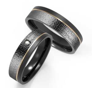 Elegant black ring with textured surface