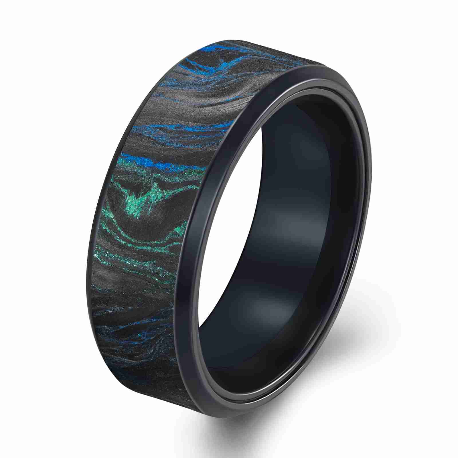 Black Titanium Frame Carbon Fiber Ring