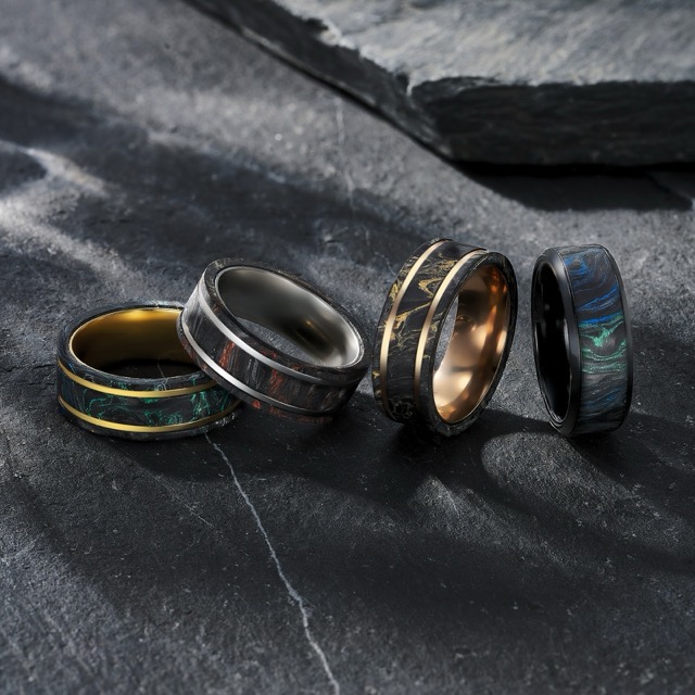 Colored forged carbon fiber rings by Ringentle