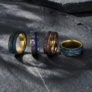 carbon fiber wedding bands with forged carbon fiber and metal inner rings for jewelry brands