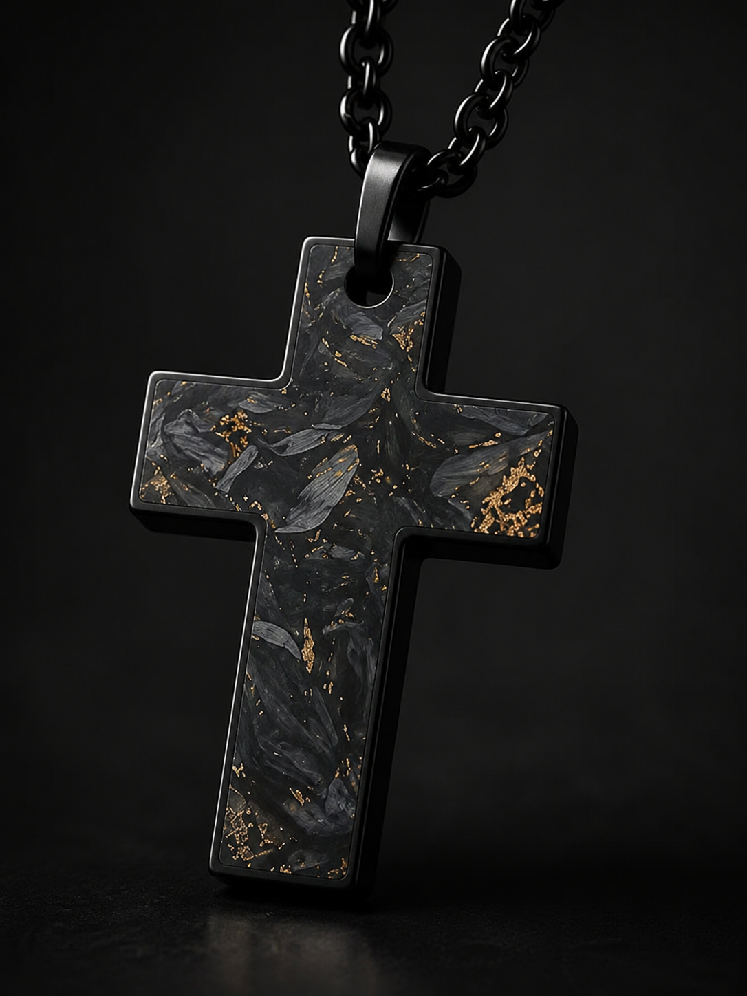Forged carbon fiber cross pendant
