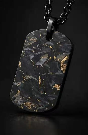 Forged carbon fiber dog tag pendant
