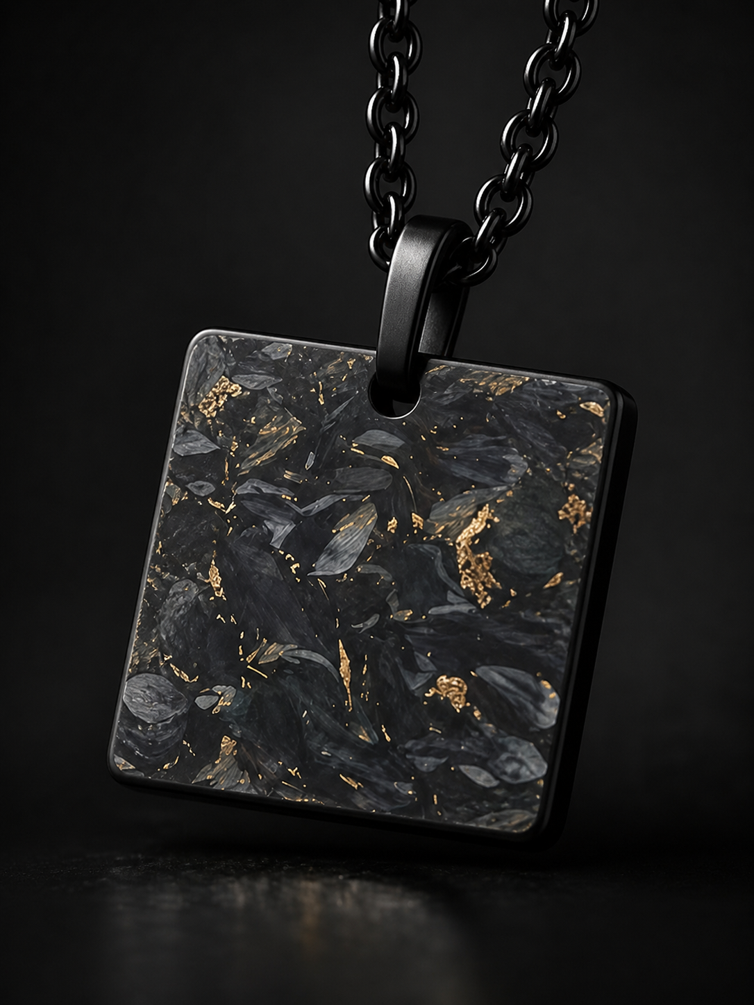 Forged carbon fiber geometric square pendant