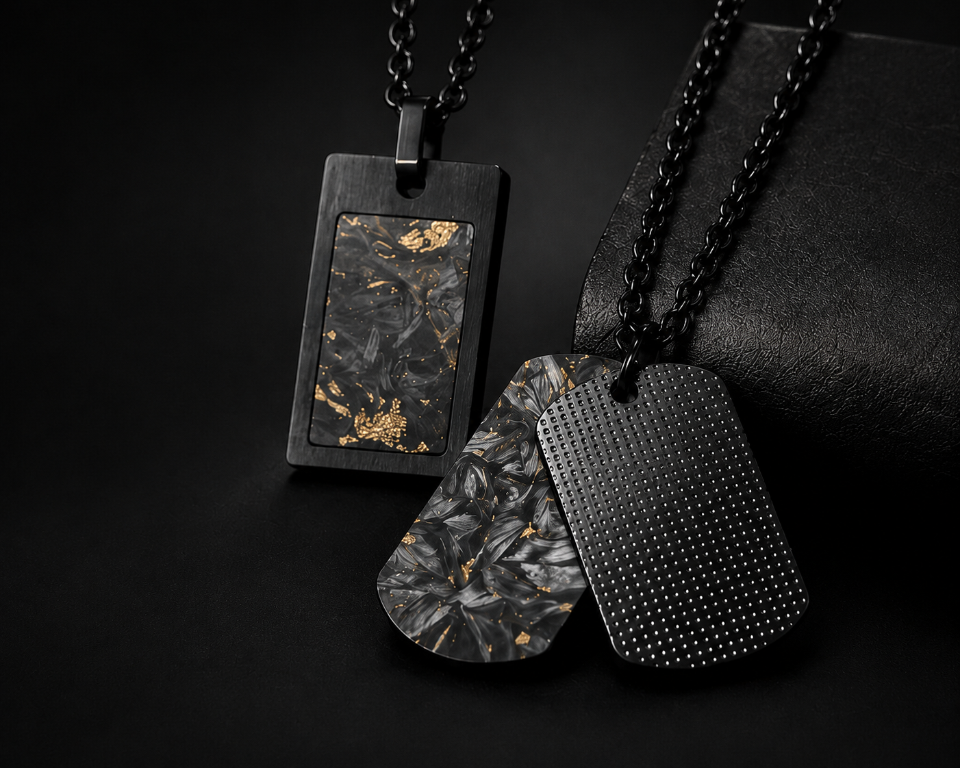 Carbon fiber dog tag pendant jewelry