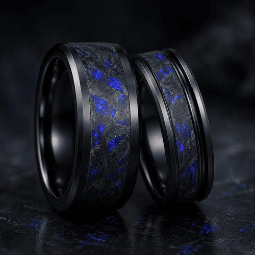 Photonic crystal forged carbon fiber color effect for rings