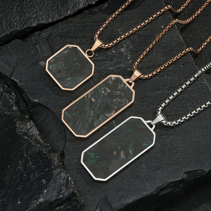 Green forged carbon fiber pendants for custom jewelry brands