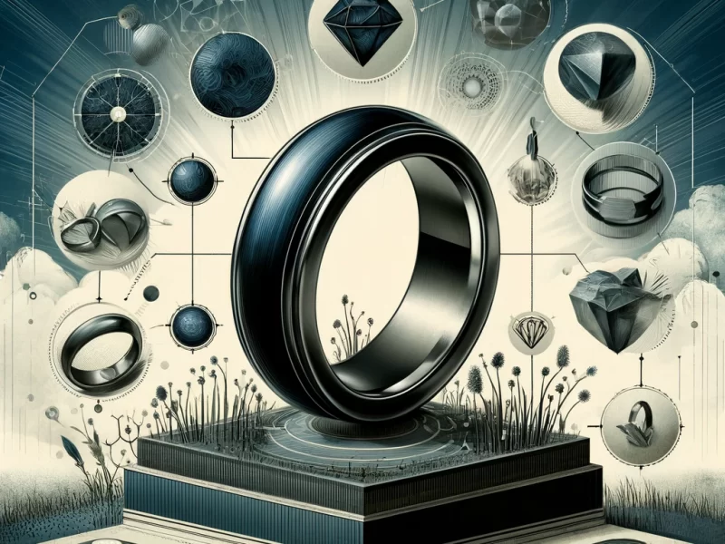 artistic interpretation of a guide to choosing the perfect tantalum ring, symbolizing durability and unique aesthetics