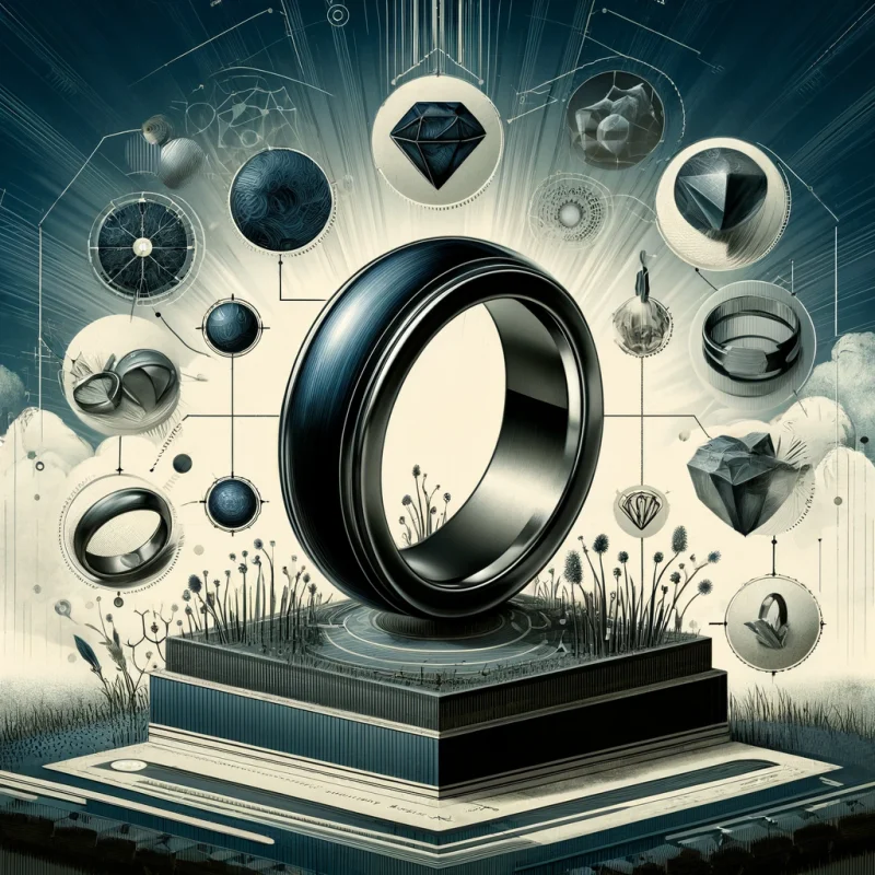 artistic interpretation of a guide to choosing the perfect tantalum ring, symbolizing durability and unique aesthetics