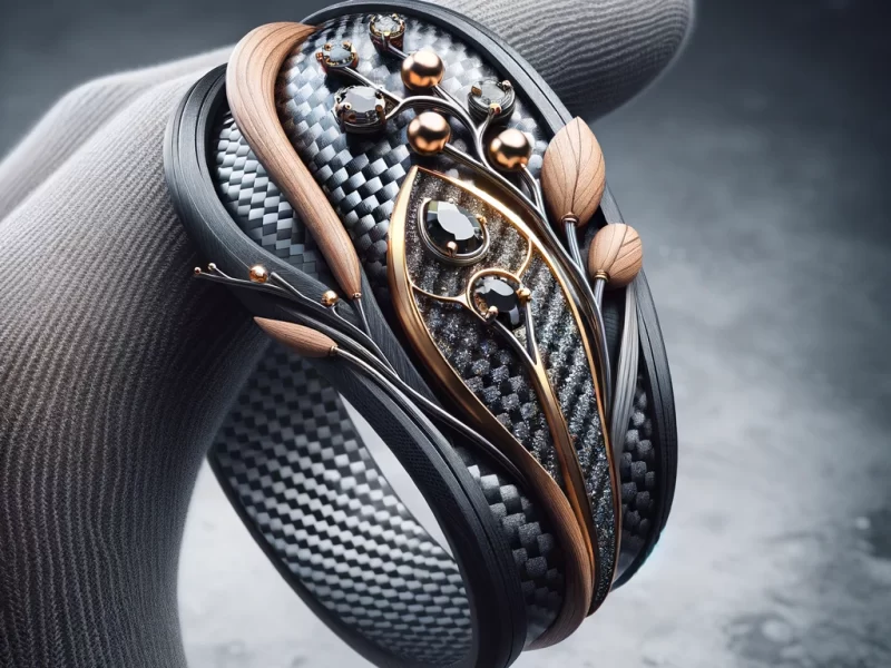 pairing carbon fiber jewelry with other materials, showcasing a fusion of functionality and aesthetics